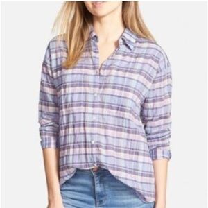 MADEWELL XS Shrunken Trapeze Shirt Oakbrook Plaid